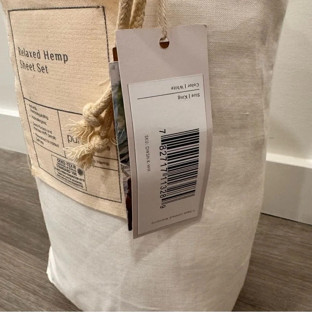 PureCare Dr. Weil Relaxed Hemp 4-Piece Sheet Set, 100% Hemp, DWSH-K-WH